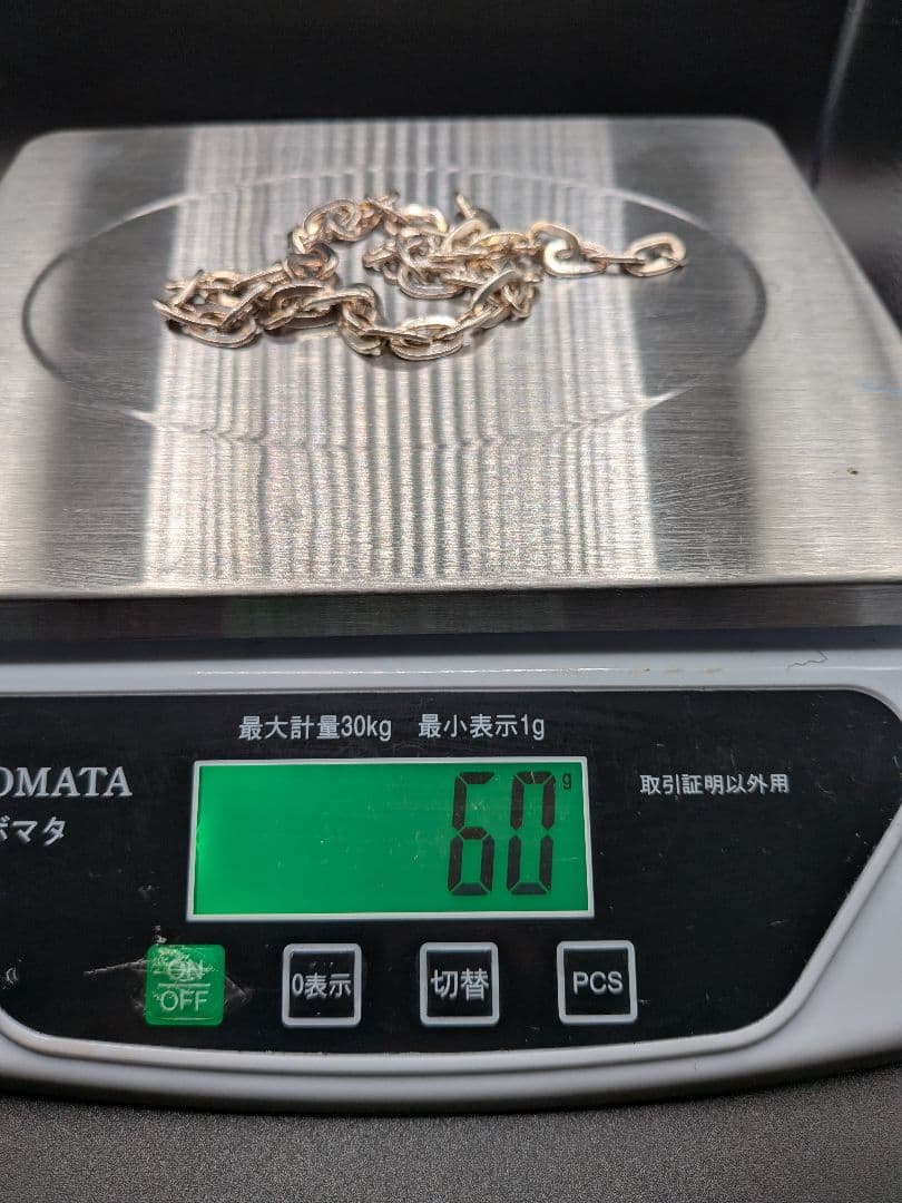 Sterling Silver 純銀・60グラムSV925刻印チェーンネックレス