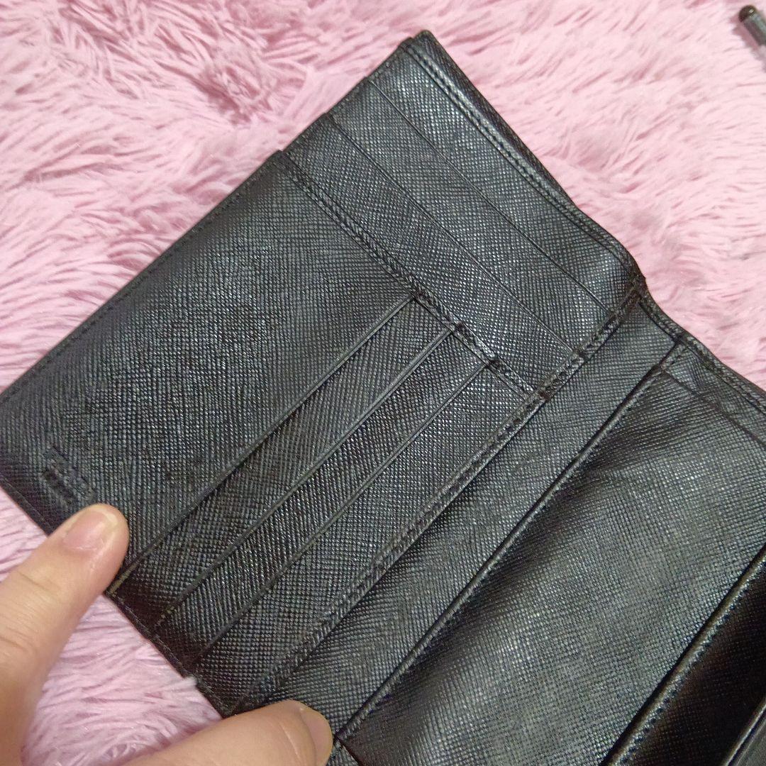 【美品】 PRADA プラダ 三つ折り財布 三角ロゴ ナイロン レザー 大人気