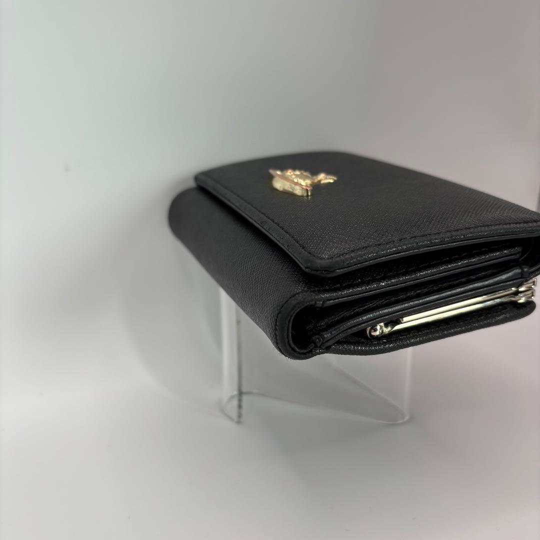 vivienne westwood 三つ折り財布　ブラック　がま口　ゴールド