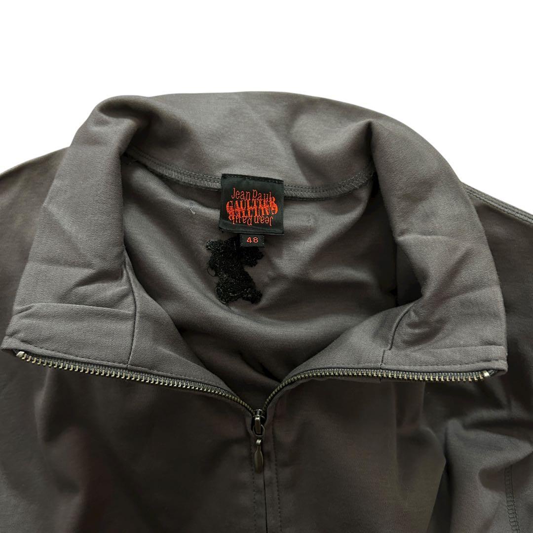 JEAN PAUL GAULTIER 龍 半袖 ジップ シャツ チャコール 48