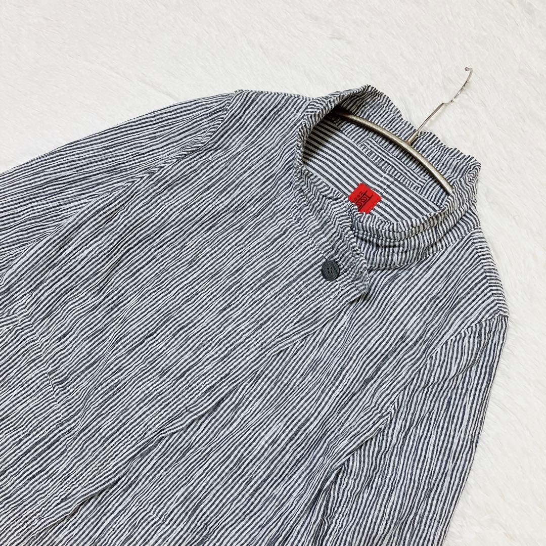 【希少】HaaT ISSEY MIYAKE 縮絨ストライプジャケット 灰/白