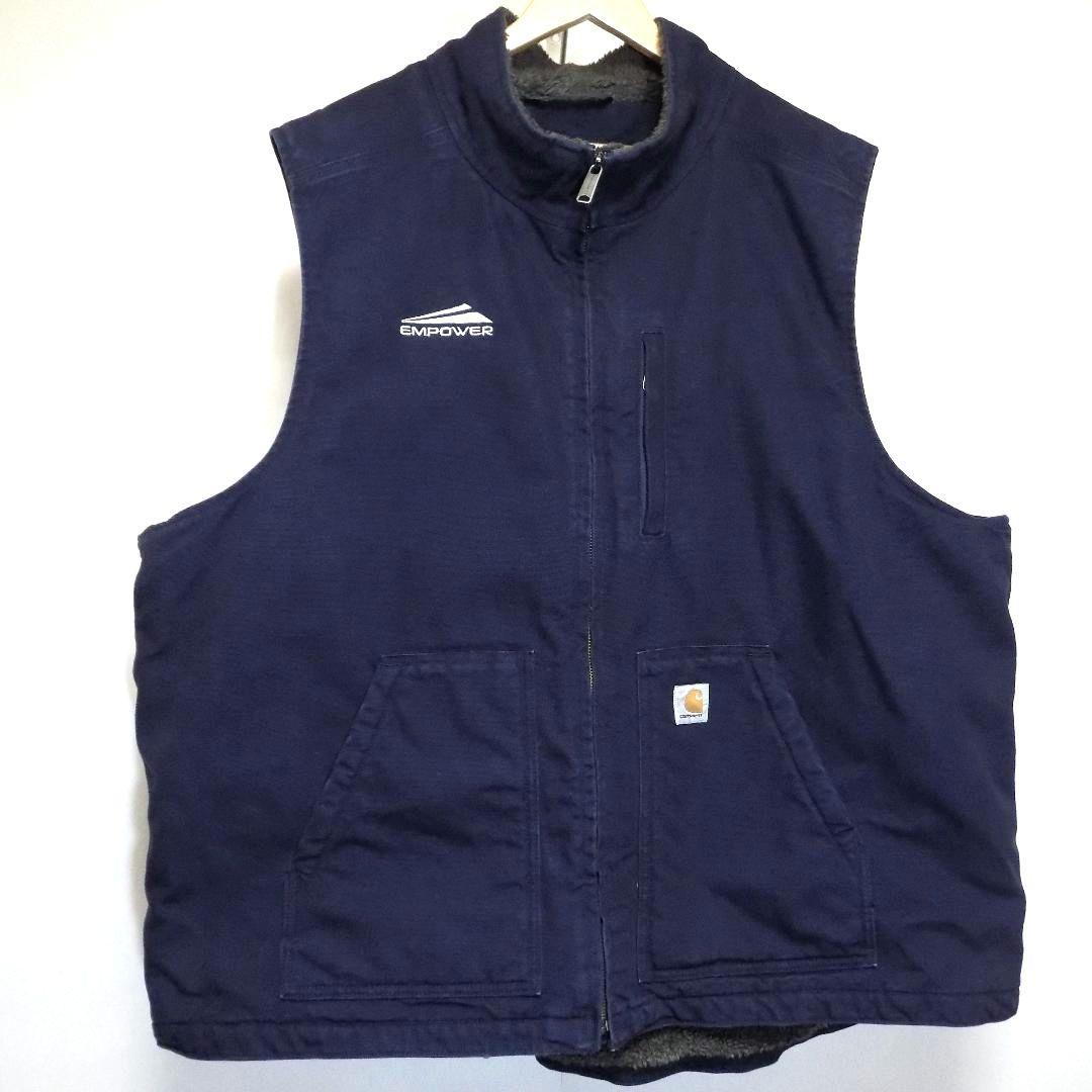 カーハート ダック ベスト 裏地ボア 企業系 アメカジ 3XL 特大 US古着