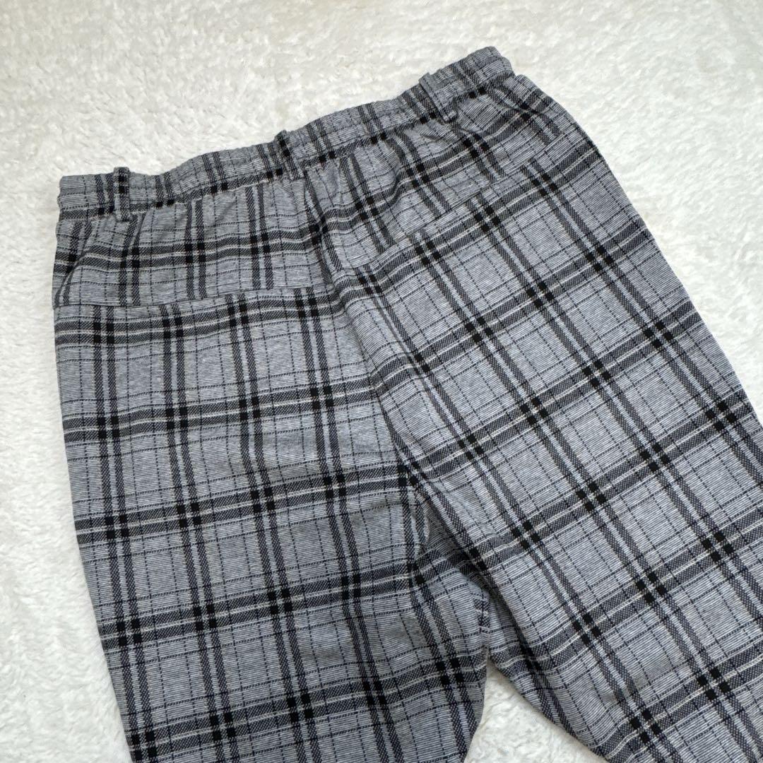 CAMBIO チェック柄テーパードイージーパンツ　サルエル ストレッチ グレー