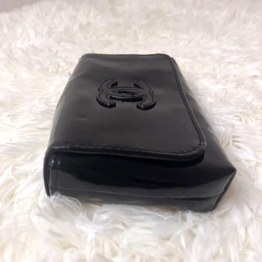 CHANEL シャネル ウエストポーチ エナメル ブラック ウエストバッグ