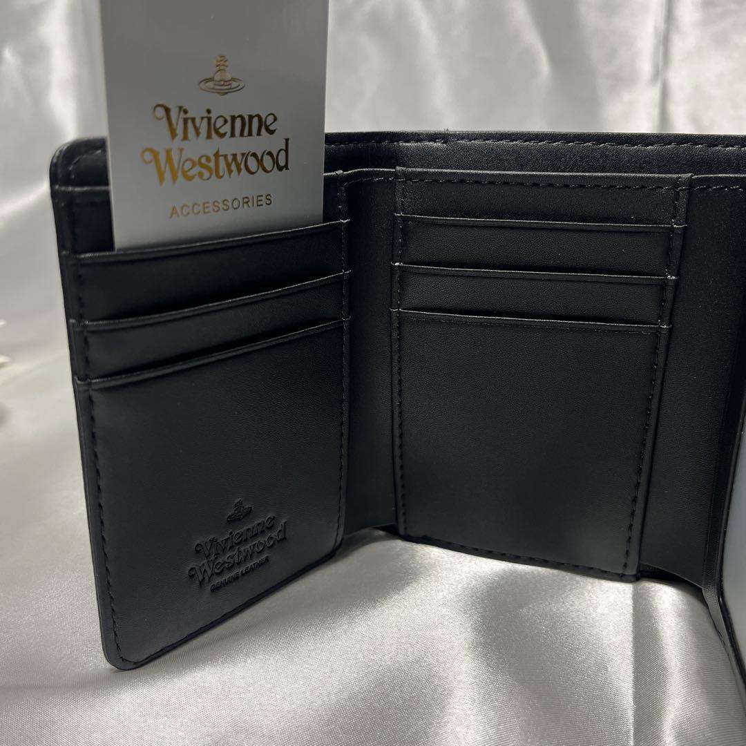 新品 Vivienne Westwood ブラック ヴィヴィアン柄 三つ折り財布