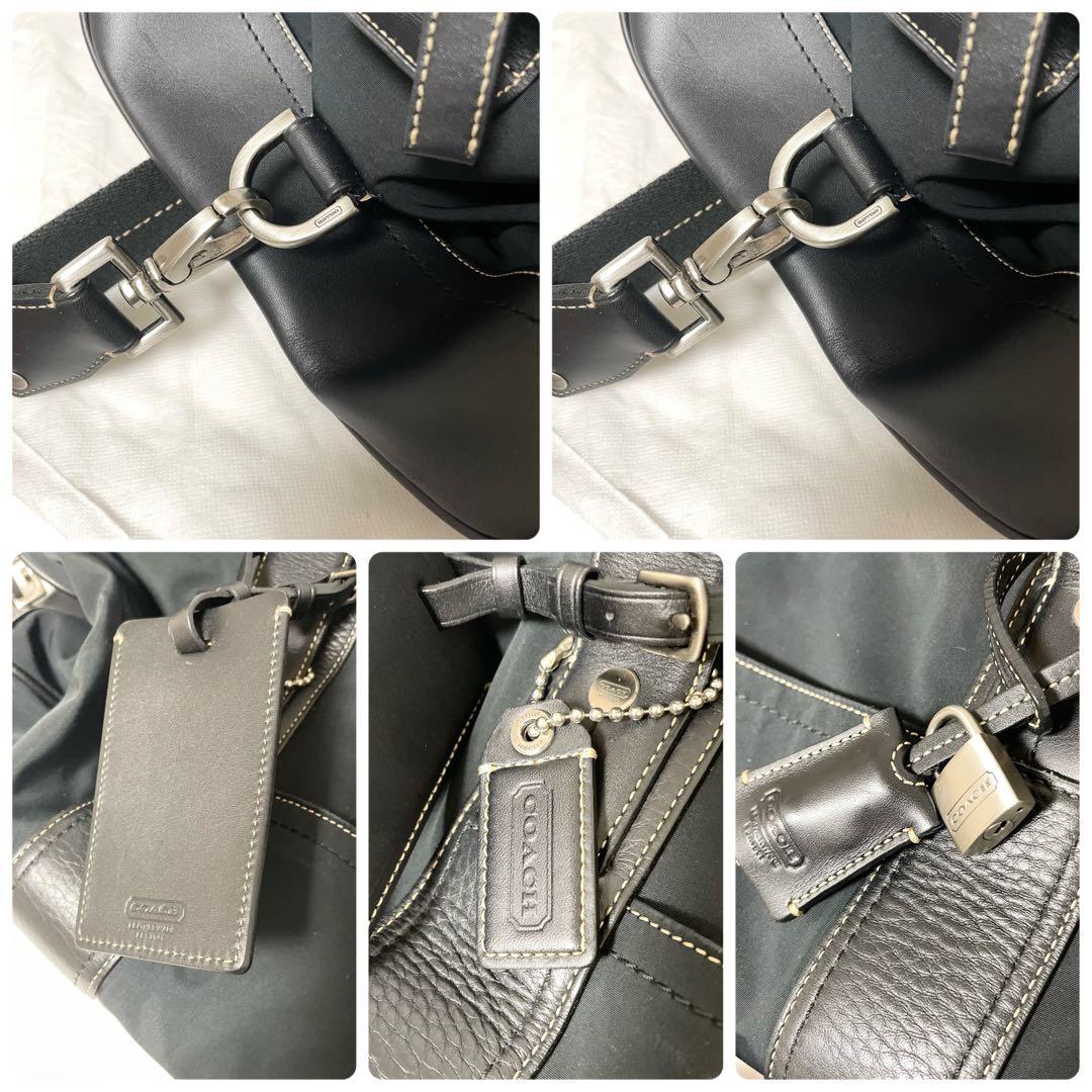 美品✨COACH ボストンバッグ 2way 南京錠 斜めがけ ナイロン 黒