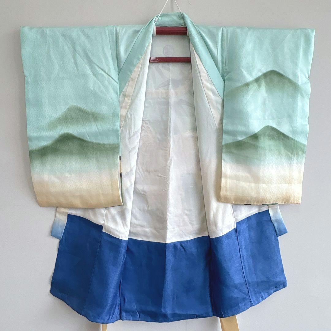 お宮参り　産着　初着　０歳　男の子　水色青グラデーション　寅豪華刺繍　61205