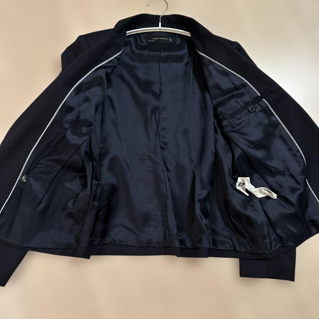 ZARA 紺ブレ ネイビーブレザー ダブルブレスト 金ボタン ロールアップ