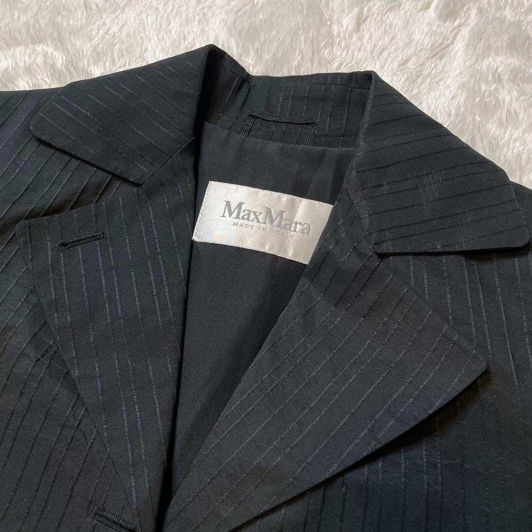MaxMara シルクトレンチコート 黒 白タグ 現行 S フォーマル