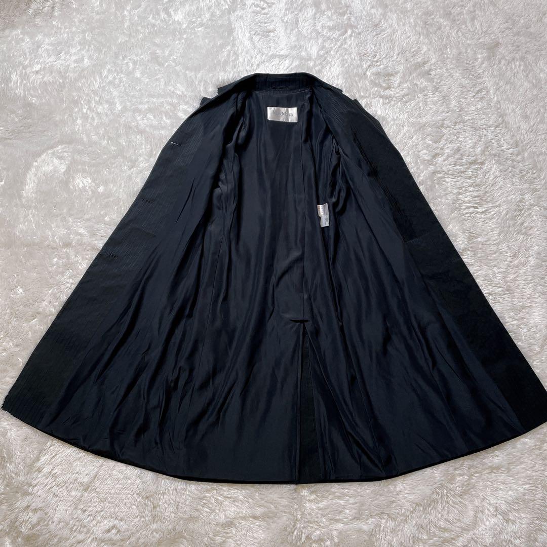 MaxMara シルクトレンチコート 黒 白タグ 現行 S フォーマル