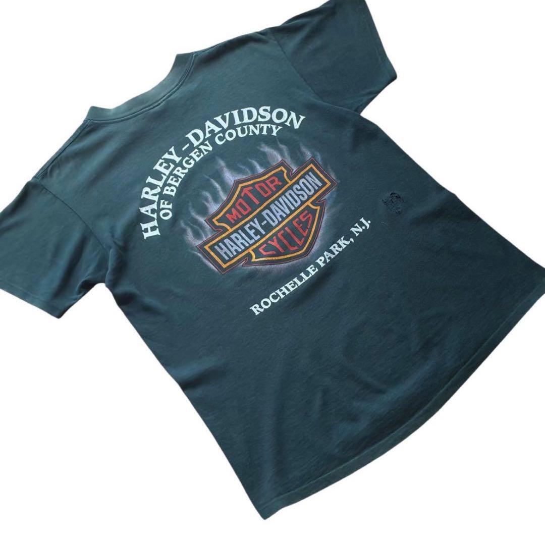 3D emblem 90s USA製 “ハーレーダビッドソン“フレイム Tシャツ
