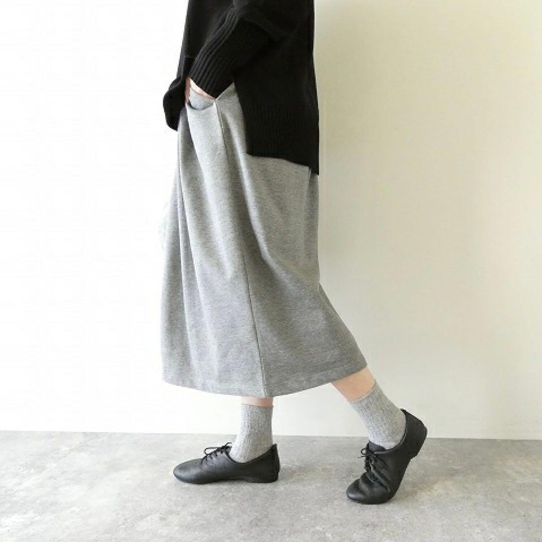 寺222 タグ付き ハンズオブクリエイション モチモチ裏毛 ロングスカート 黒