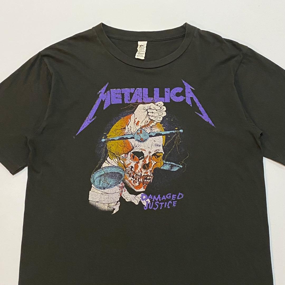 90s メタリカ アートワーク両面プリント バンドT シングルステッチ 黒 XL