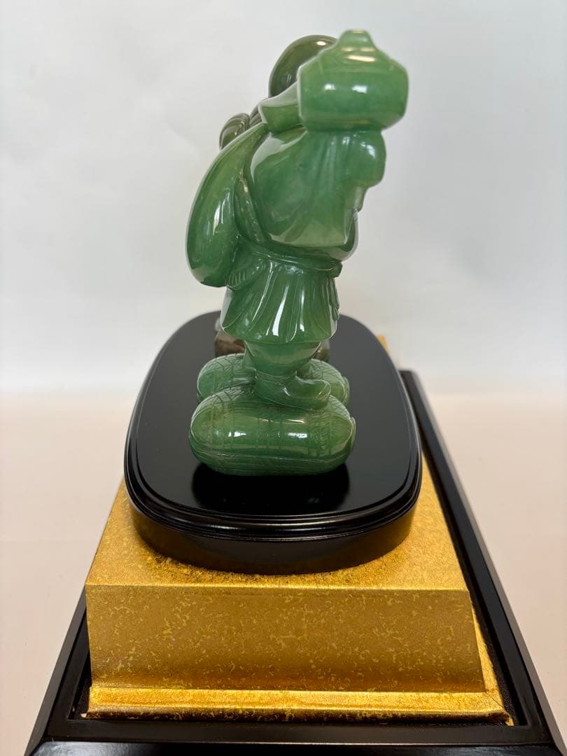 ト*イ様 #伝統工芸士・やまなし名工・保山作【恵比須大黒 】翡翠彫刻置物 ガラス
