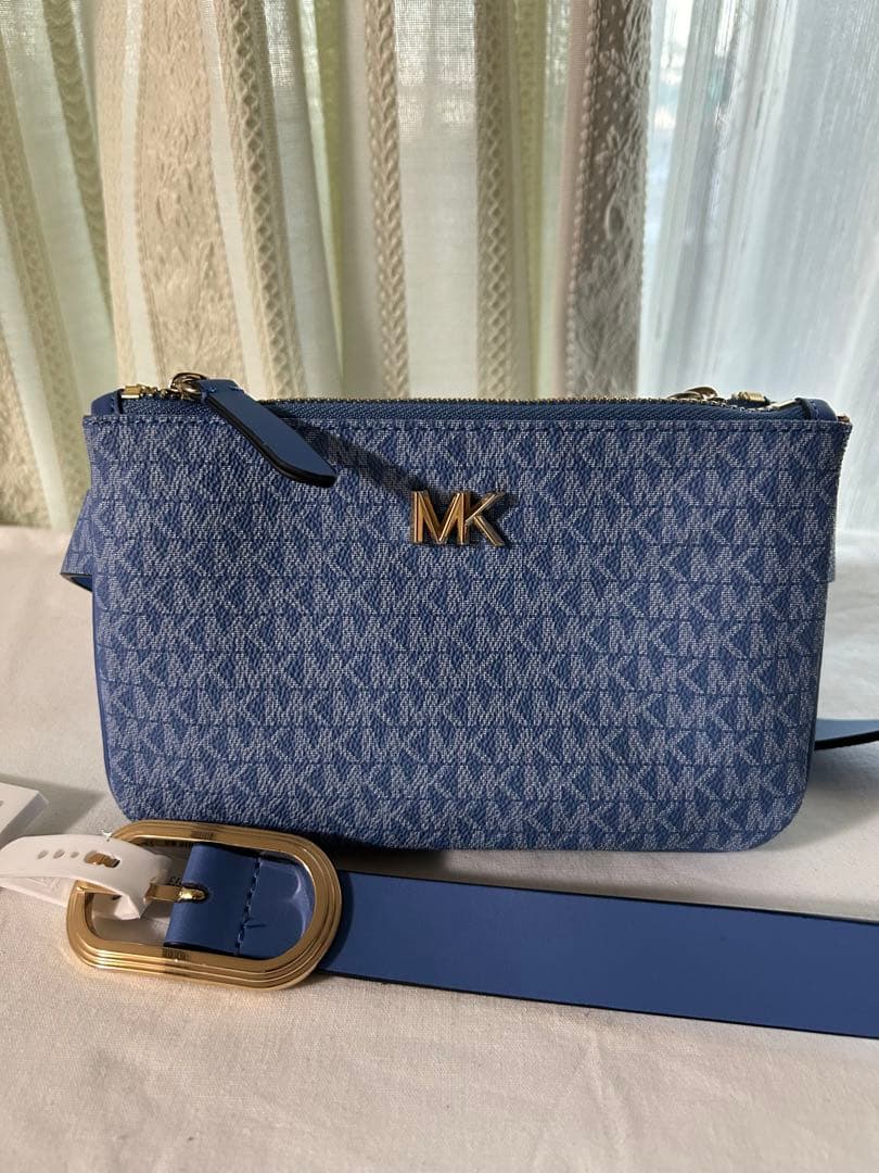 新品 未使用 マイケルコース リバーシブル ウエストポーチ ブルー S/M