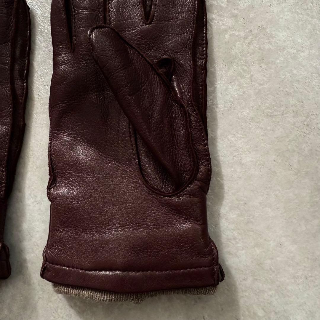 美品 Gloves グローブス イタリア製 ラムレザー イントレチャート 手袋