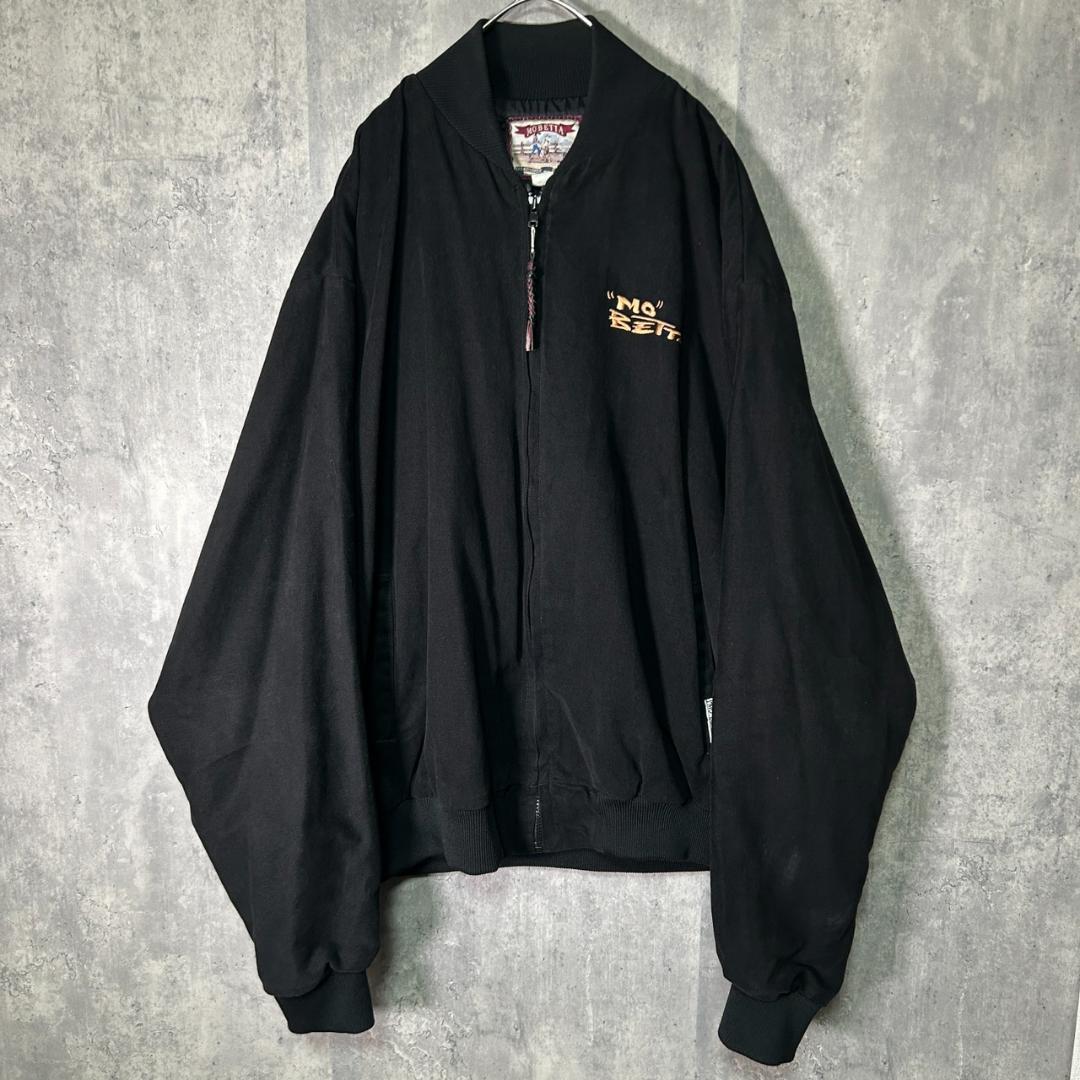 90s USA製 ヴィンテージ 刺繍 ブルゾン Mobetta 黒 2XL