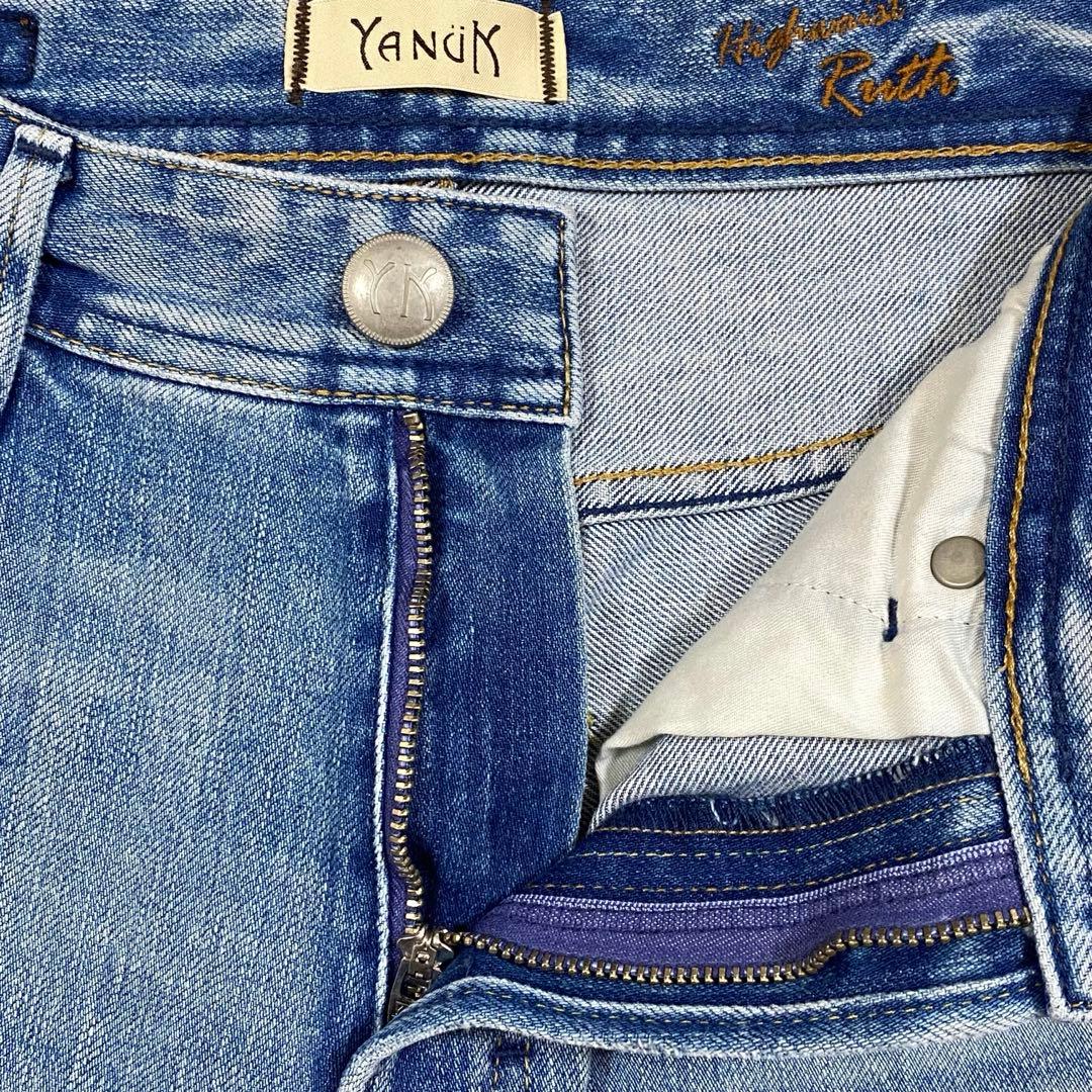 美品✨完売品 YANUK ハイウエストルース 23 スリムテーパードデニム