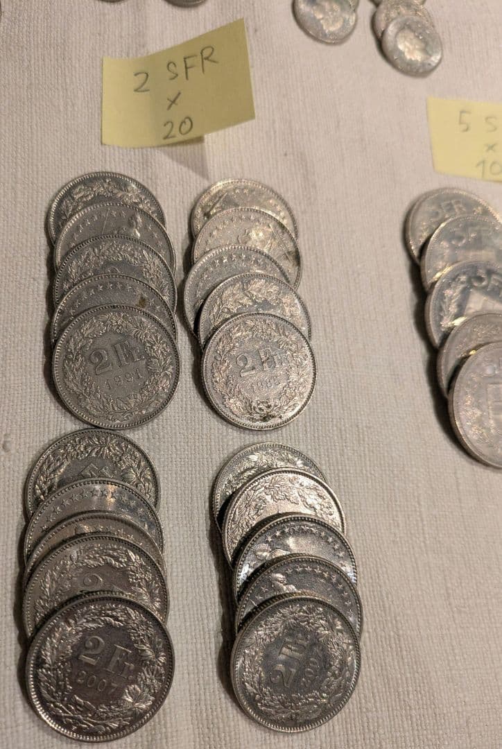 【DeppCoin 】スイスフラン 1,2フラン硬貨のみ 60フラン分