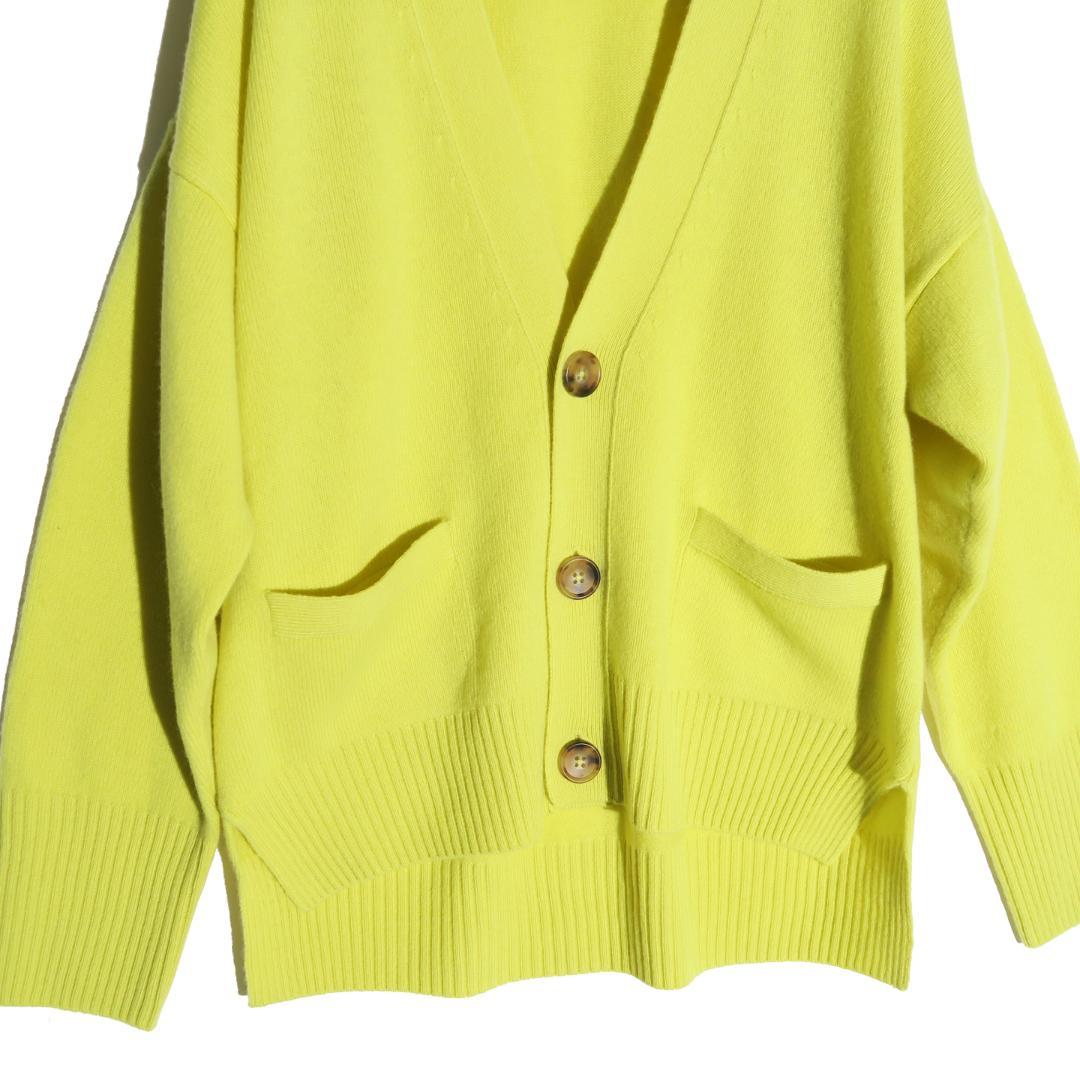 25AW MACPHEE NZ LAMBS Vネックカーディガン S イエロー