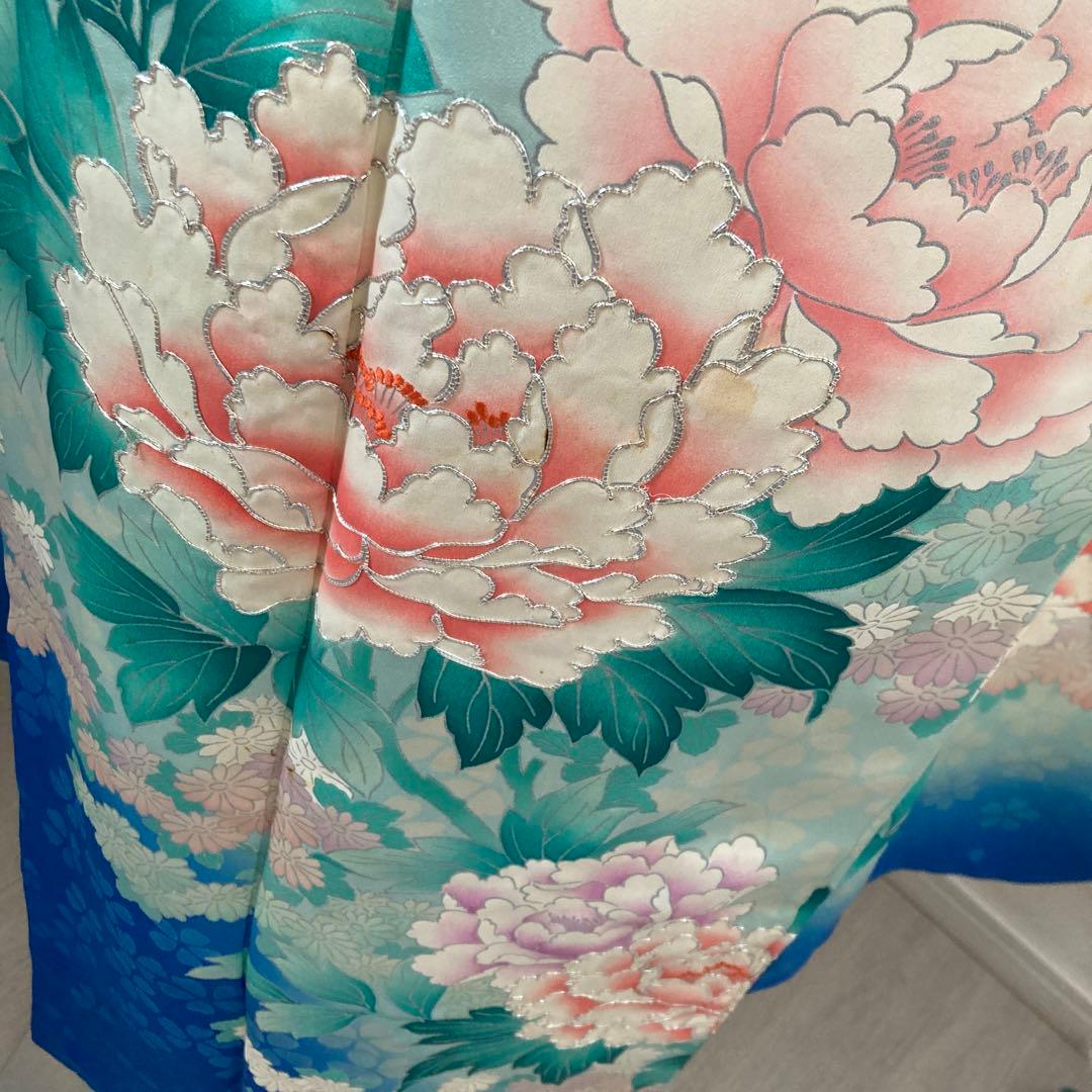 豪華振袖フルセット　駒刺繍　牡丹　成人式　大輪