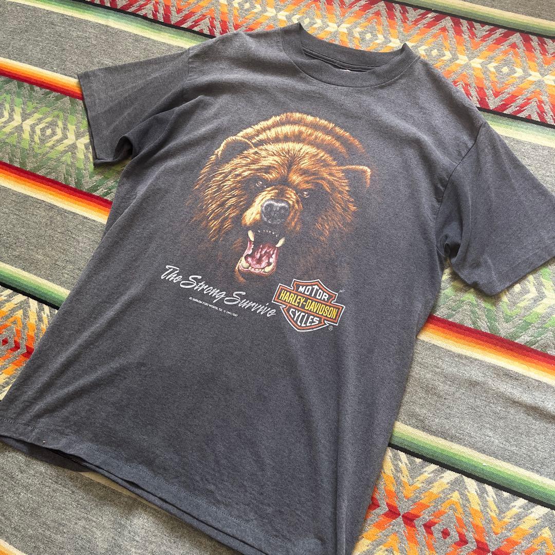 90s ハーレー Tシャツ グリズリー 3D EMBLEM ヴィンテージ USA
