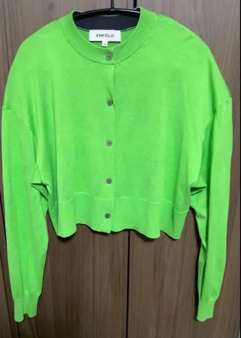 【美品】ENFOLDエンフォルドWIDECROPPED CARDIGANシルク混