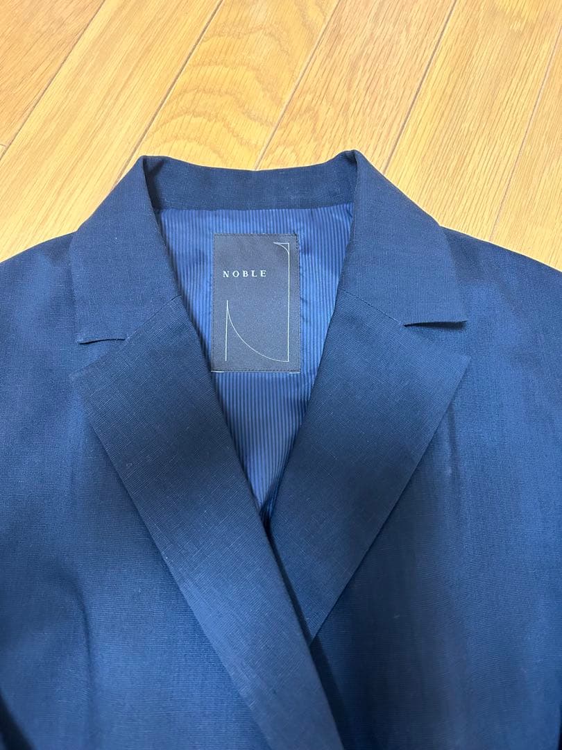 Noble 麻ストレッチダブルブレストジャケット　ノーブル
