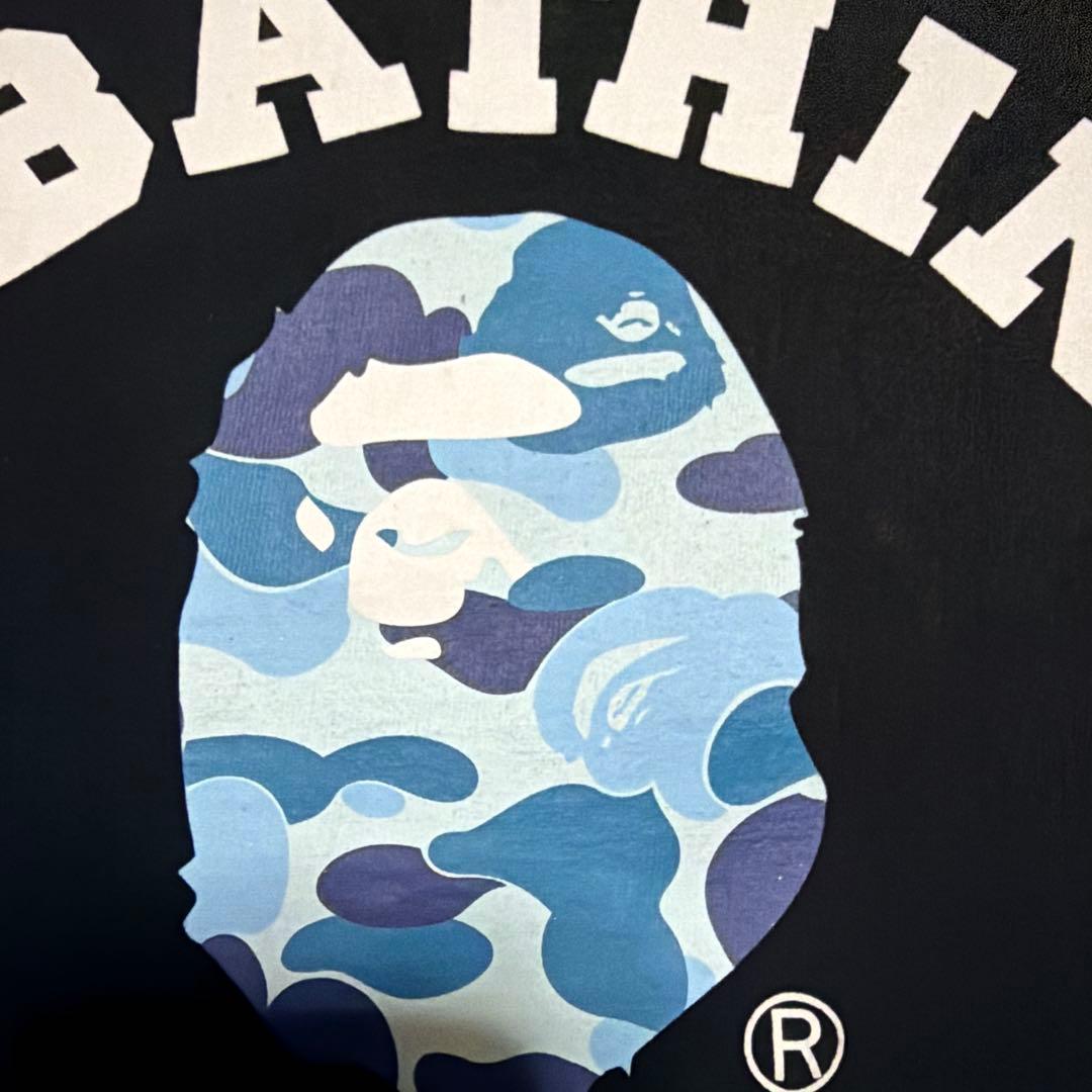 APE BAPE BLUE CAMO COLLEGE LOGO tシャツ L