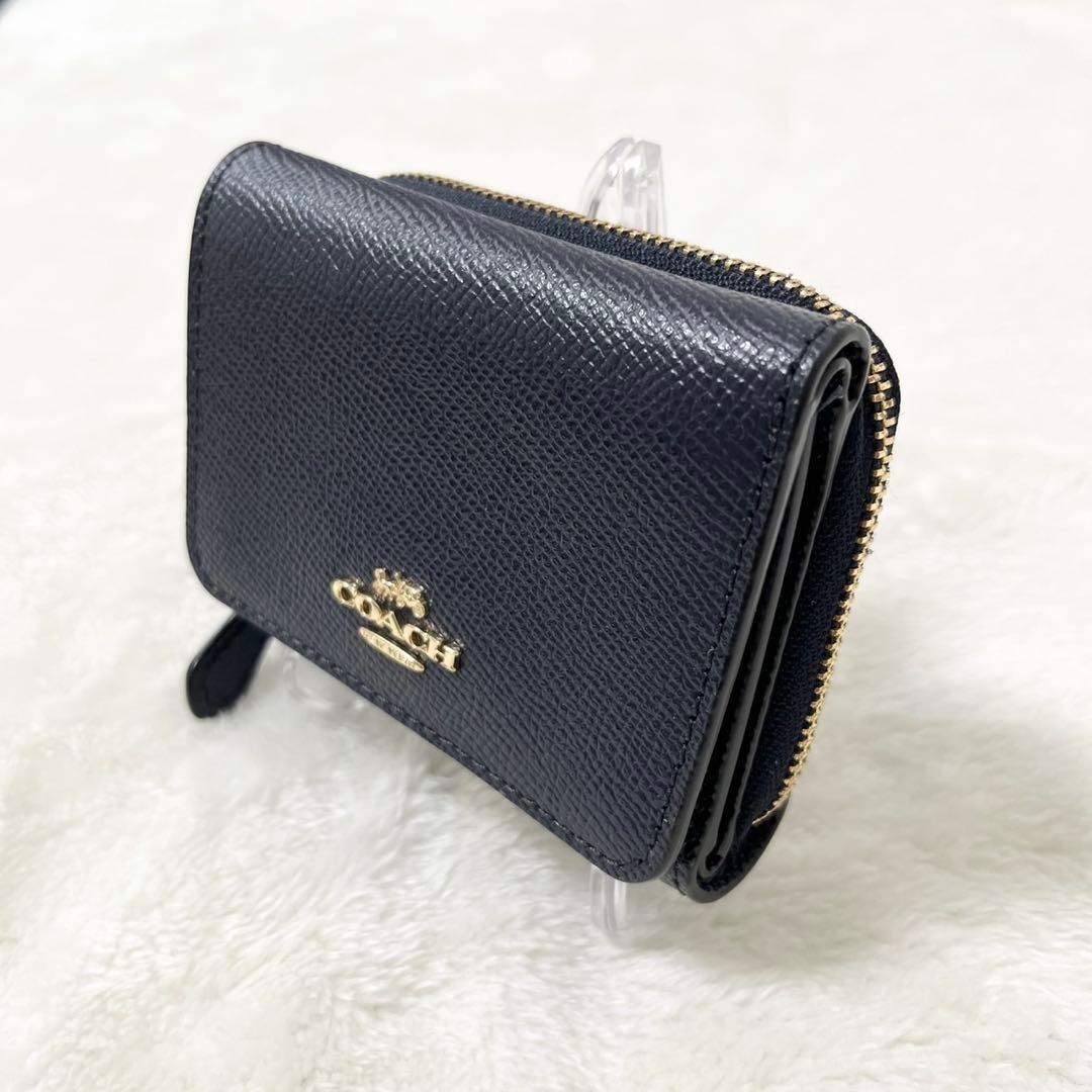 COACH 三つ折り財布 ネイビー レザー 新品