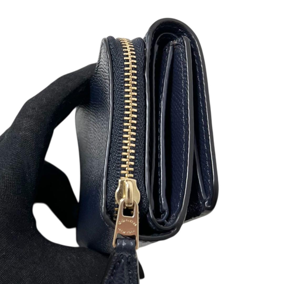COACH 三つ折り財布 ネイビー レザー 新品