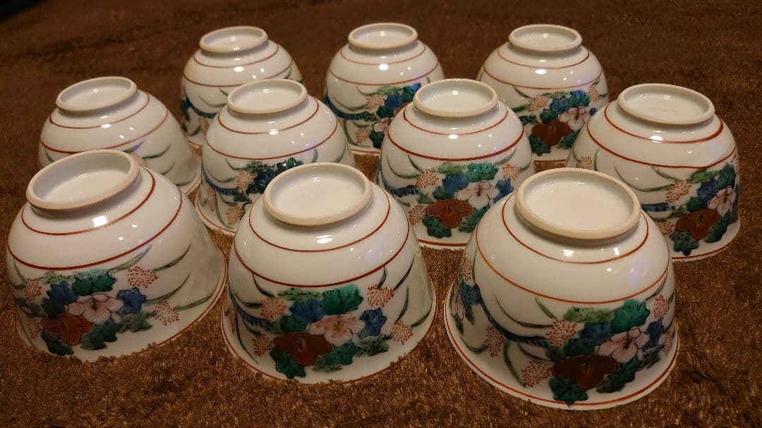 古伊万里　伊万里　古九谷　九谷焼　煎茶碗　華蝶の図　蔵出し　10客