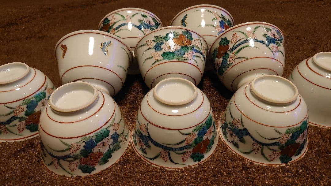 古伊万里　伊万里　古九谷　九谷焼　煎茶碗　華蝶の図　蔵出し　10客