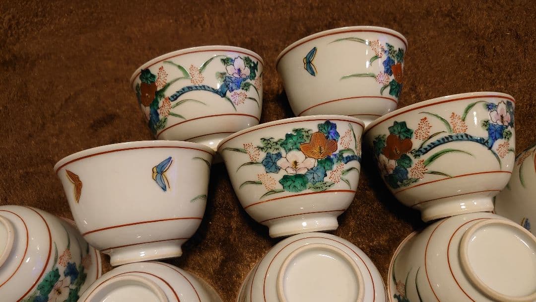 古伊万里　伊万里　古九谷　九谷焼　煎茶碗　華蝶の図　蔵出し　10客