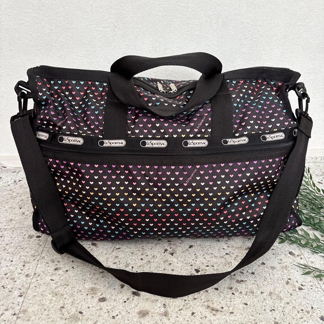 【美品✨】LeSportsac ボストンバック 大容量 2way 黒 ハート