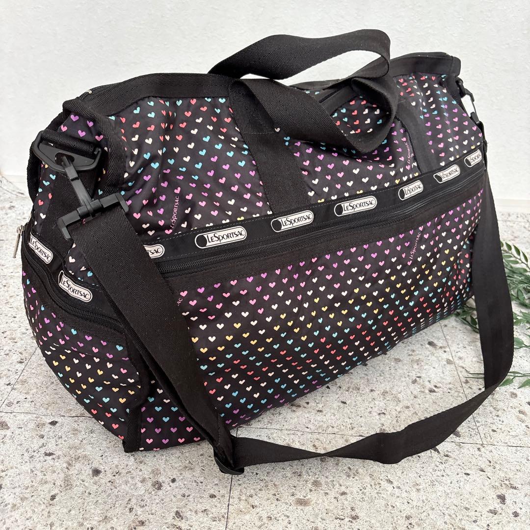 【美品✨】LeSportsac ボストンバック 大容量 2way 黒 ハート