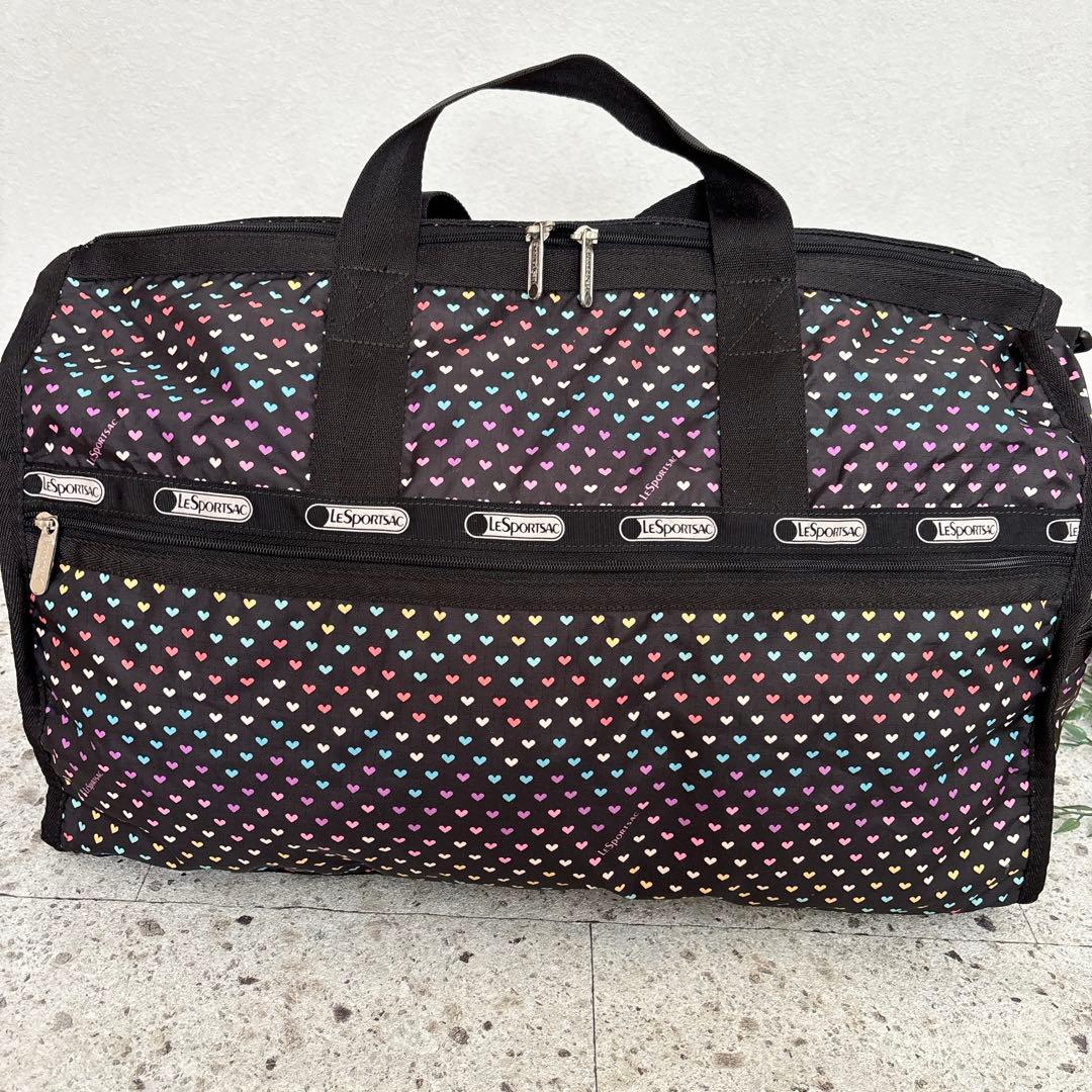 【美品✨】LeSportsac ボストンバック 大容量 2way 黒 ハート