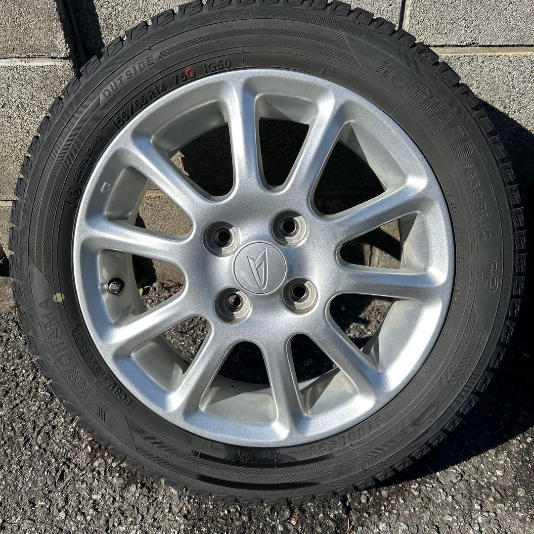 155/65R14ダイハツ純正アルミとスタッドレスタイヤ４本セット送料込