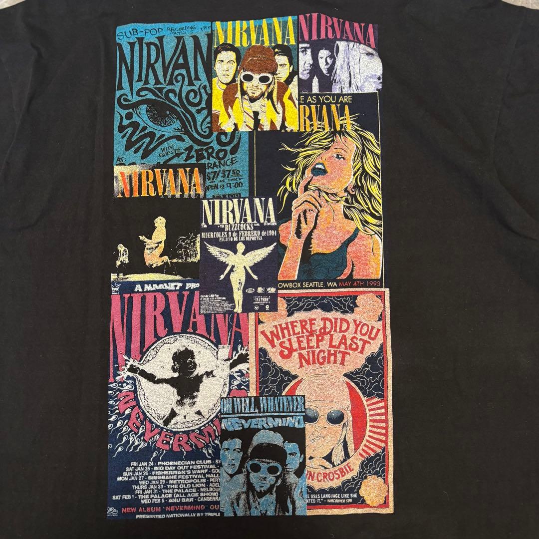 90s NIRVANA Tシャツ黒バンドTビンテージブラックメンズXL