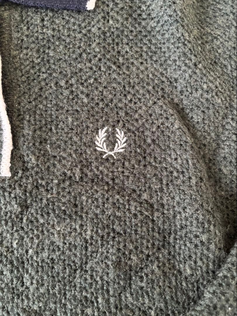 FRED PERRY フレッドペリー　ロングスリーブ ニットシャツ　グリーン