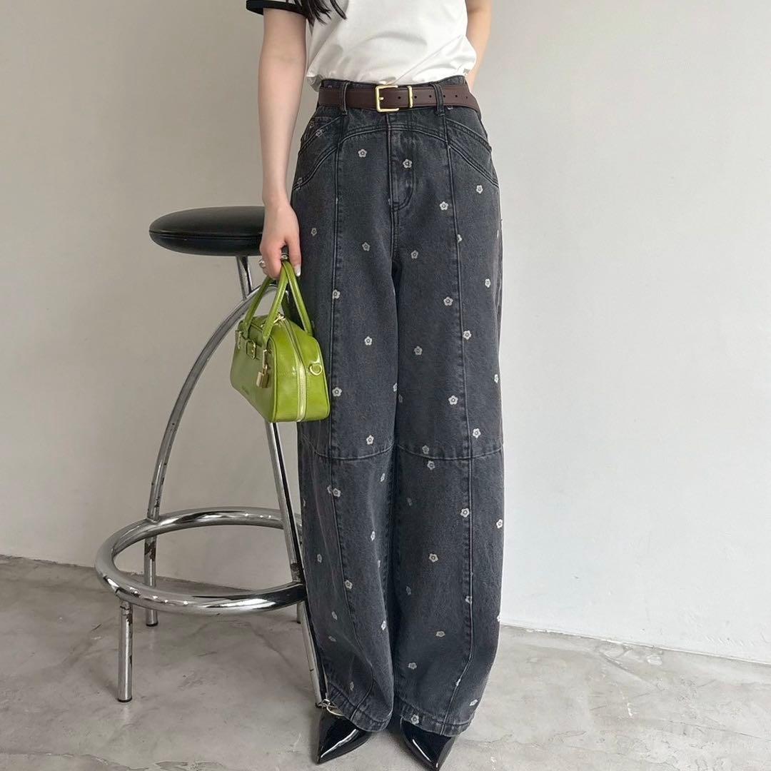 極美品✨LILY BROWN×MARY QUANTデイジー柄ワイドデニムパンツ