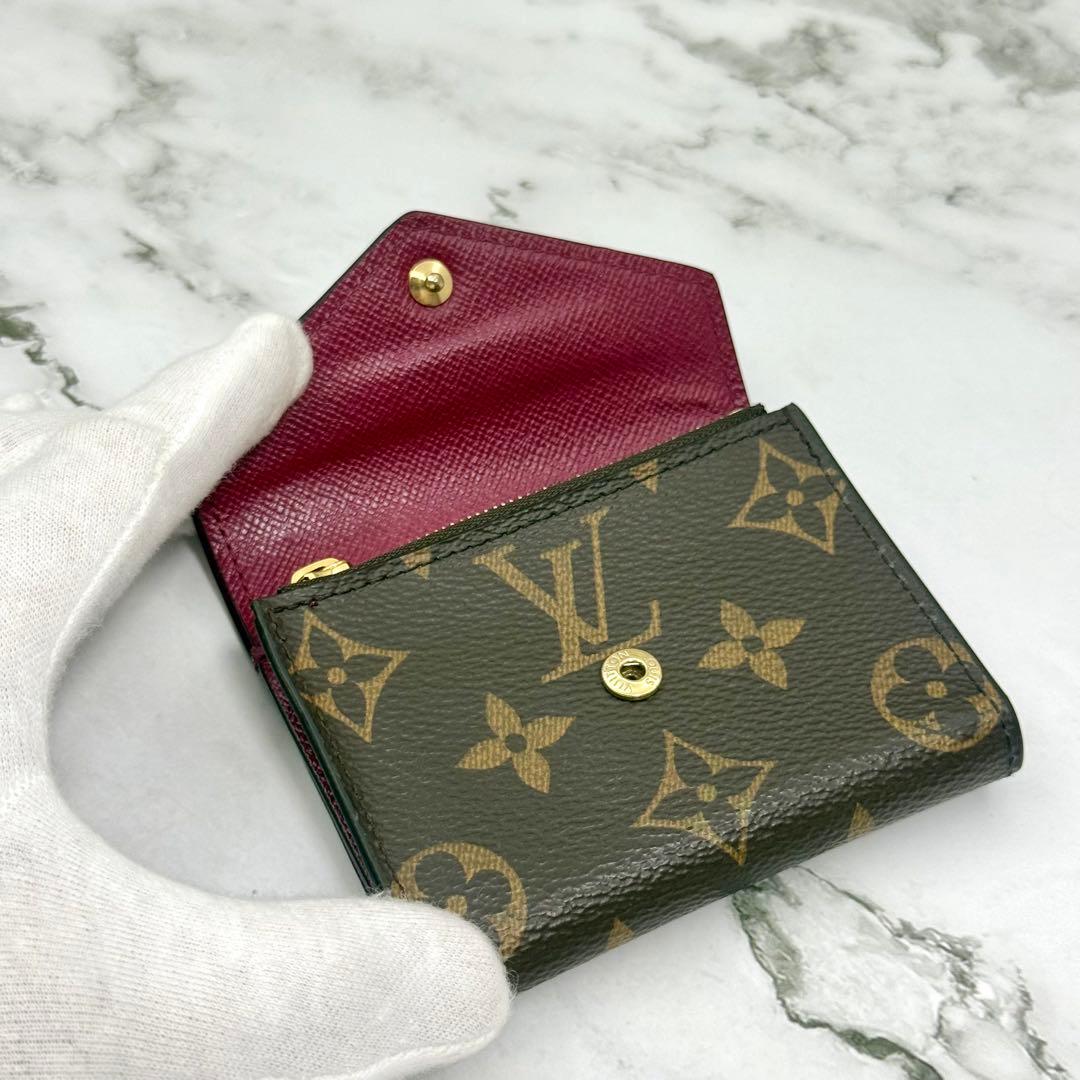 【美品】ルイヴィトン 三つ折り財布 モノグラム ポルトフォイユ ゾエ フューシャ