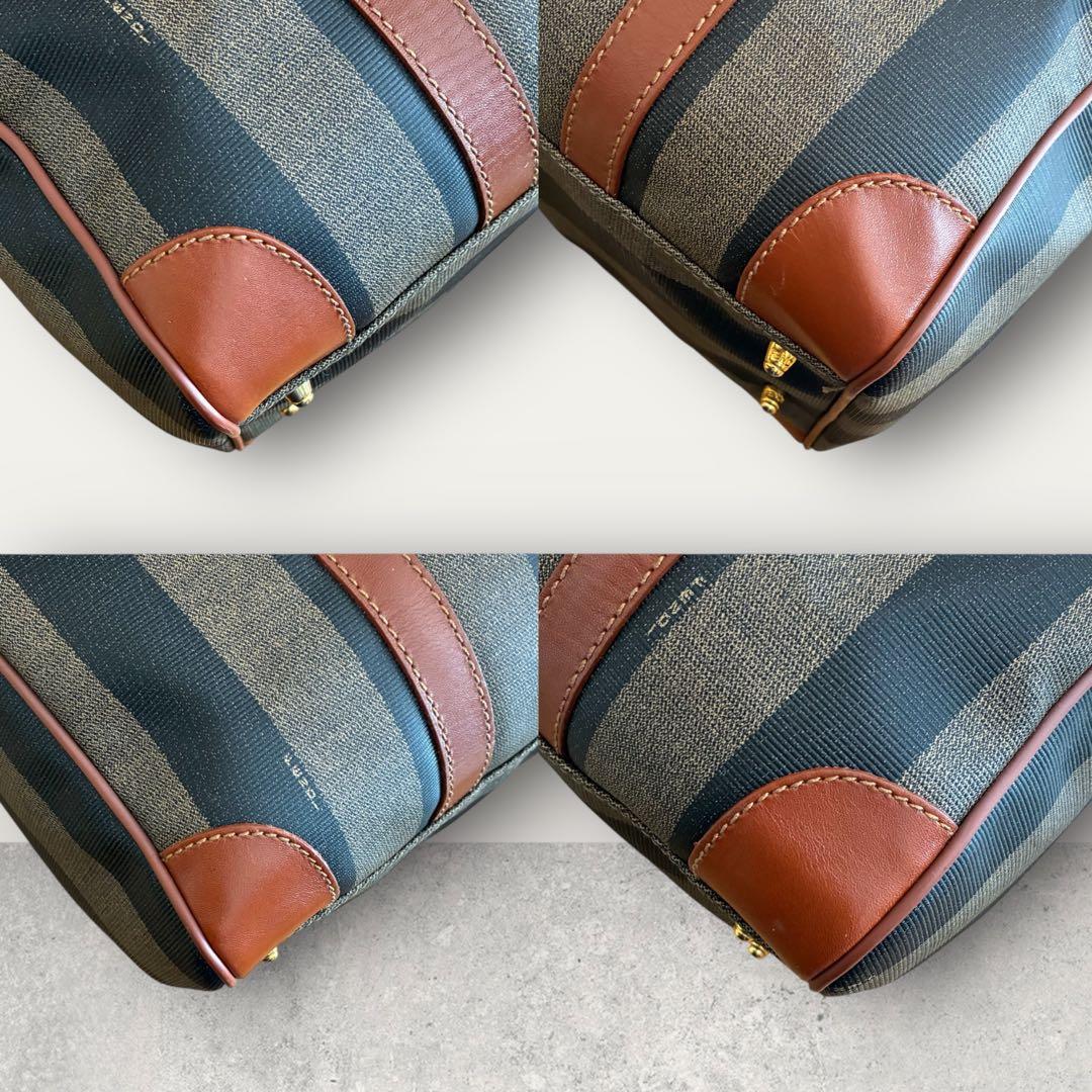 FENDI フェンディ ペカン ミニ ボストンバッグ G金具 FFロゴ 黒茶