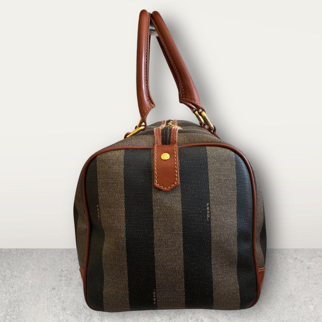 FENDI フェンディ ペカン ミニ ボストンバッグ G金具 FFロゴ 黒茶