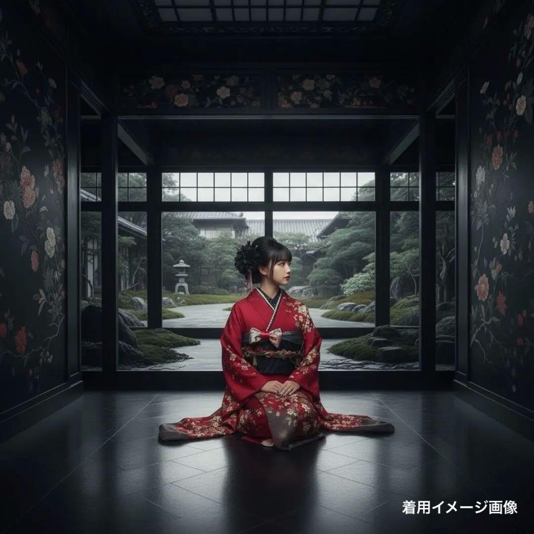 逸品　振袖7点フルセット　鈴乃屋　桜散らし 金彩 縮緬 成人式　卒業式　結婚式
