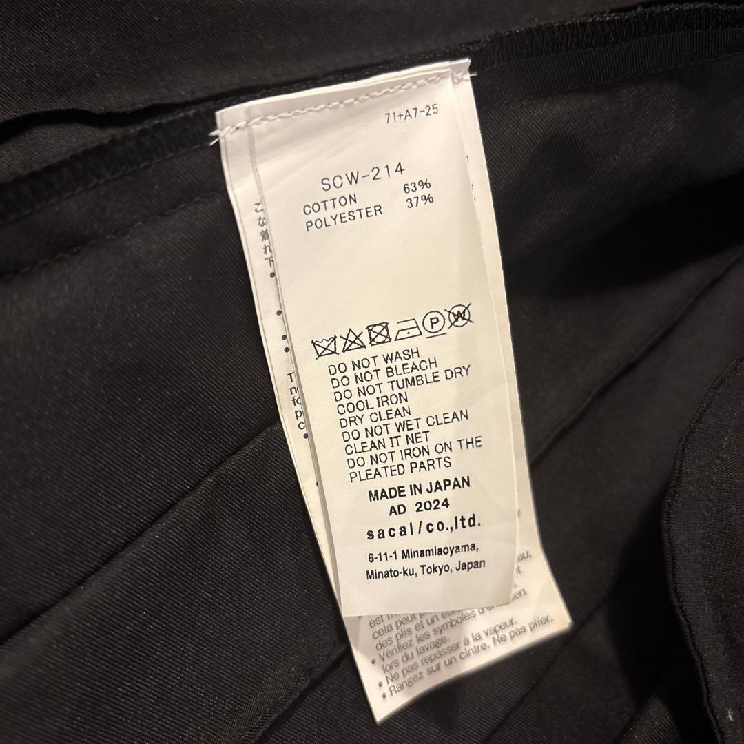 sacai 2024 ブラック プリーツスカート