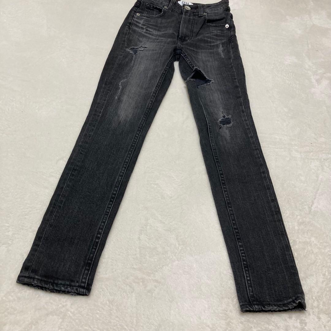ジェイダ ハイウエストthigh highダメージデニムパンツ ブラック XS