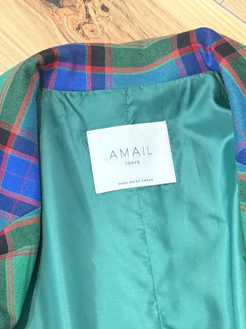 AMAIL チェック ジャケット オーバースリット フリーサイズ