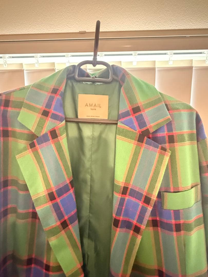 AMAIL チェック ジャケット オーバースリット フリーサイズ