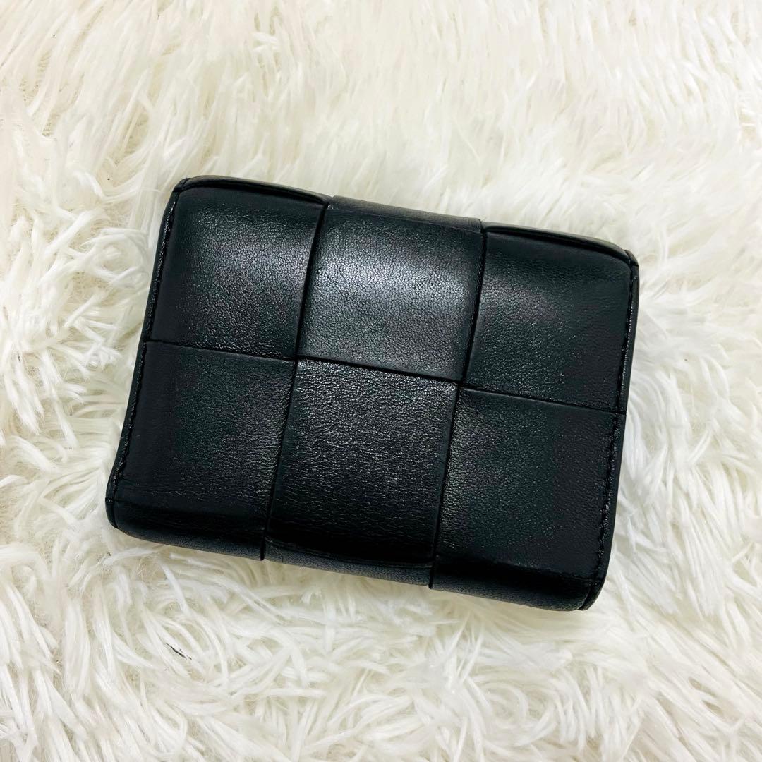 極美✨ボッテガヴェネタ 三つ折り財布 カセット レザー 黒